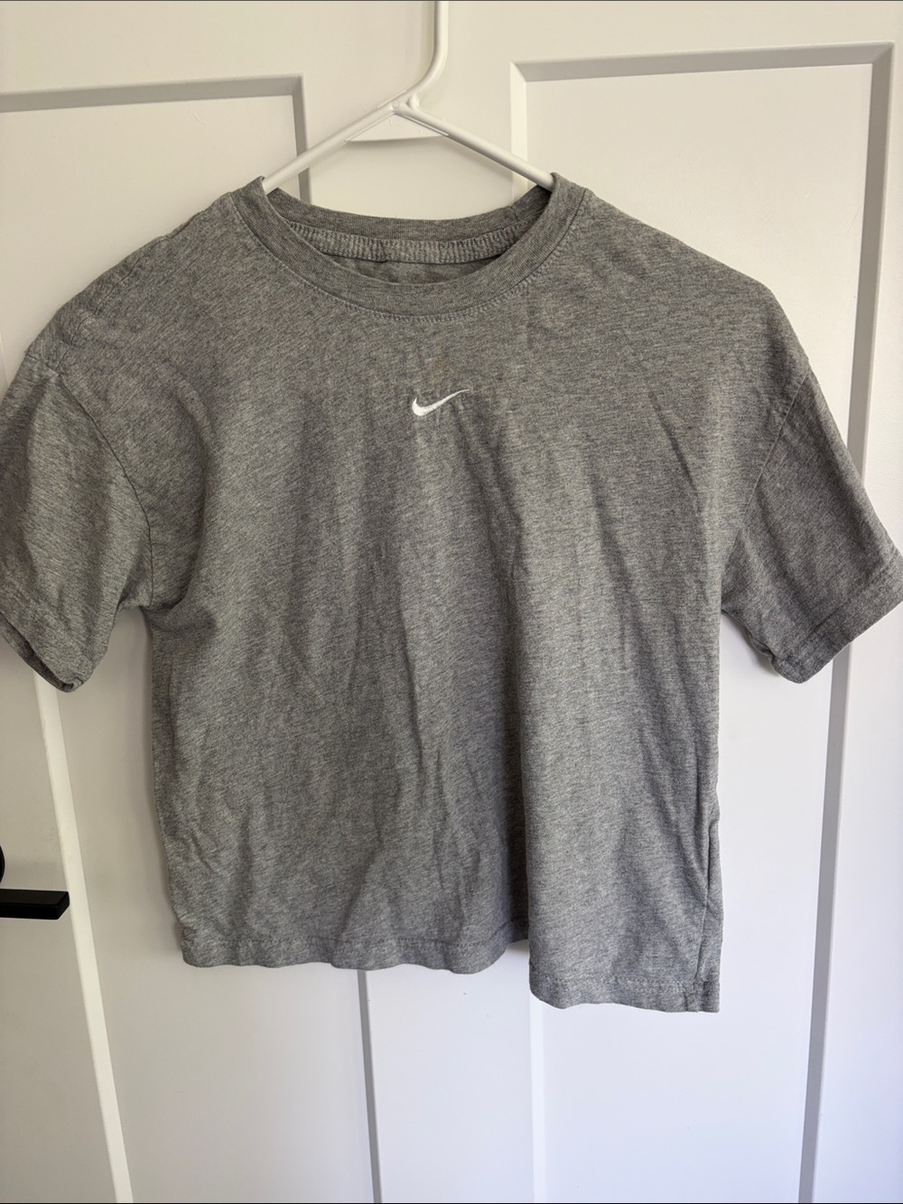 Nike Gray Tee with White Swoosh Logo Girls size large